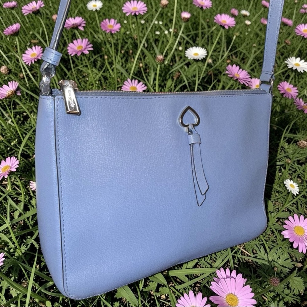 Kate Spade Adel Medium Top Zip Crossbody Shoulder Bag in Blueberry Cobbler 🫐🩵 - Picture 6 of 14